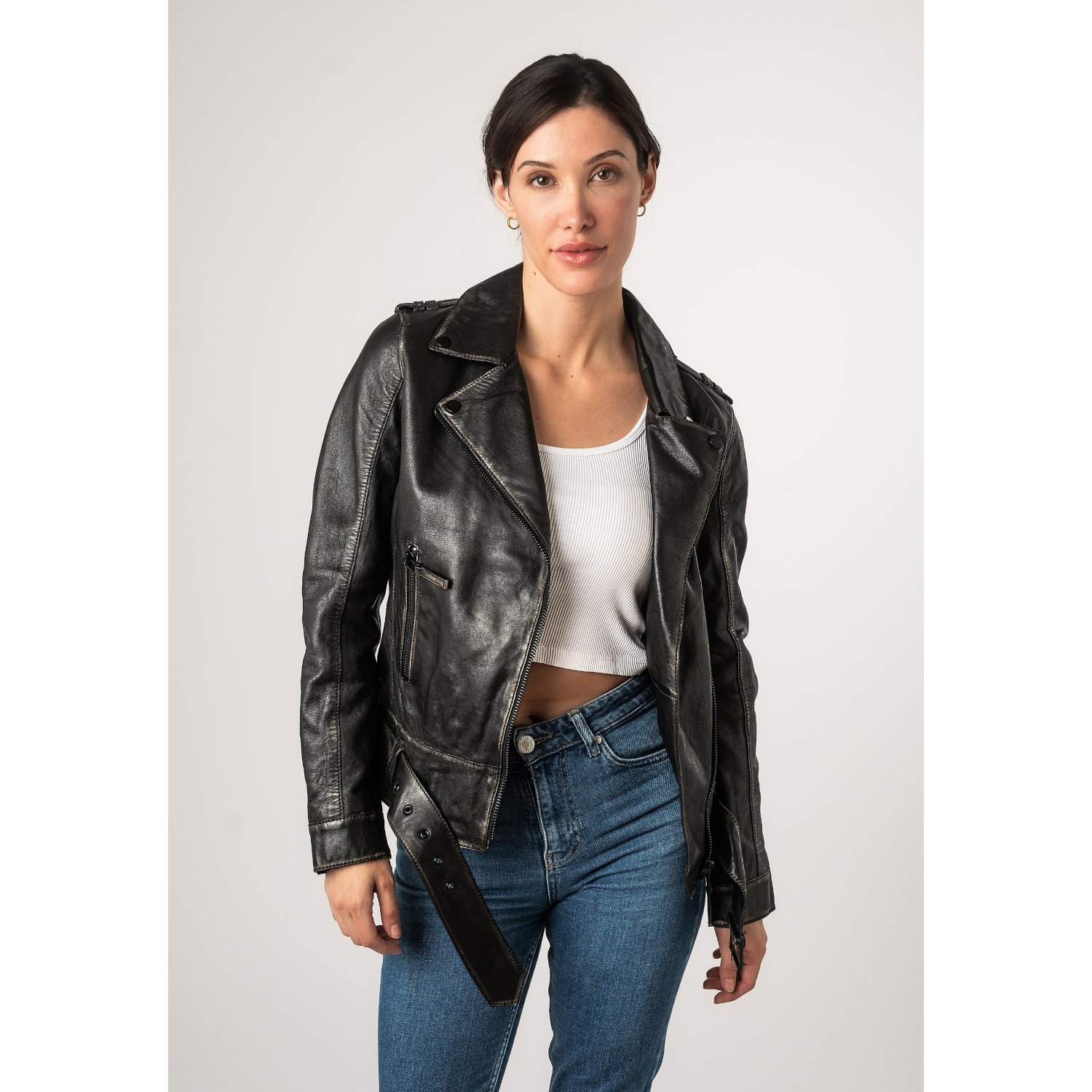 Kurtka skórzana damska 2.0 od Mauritius Vintage Black 2Wmelin – Kurtki skórzane
