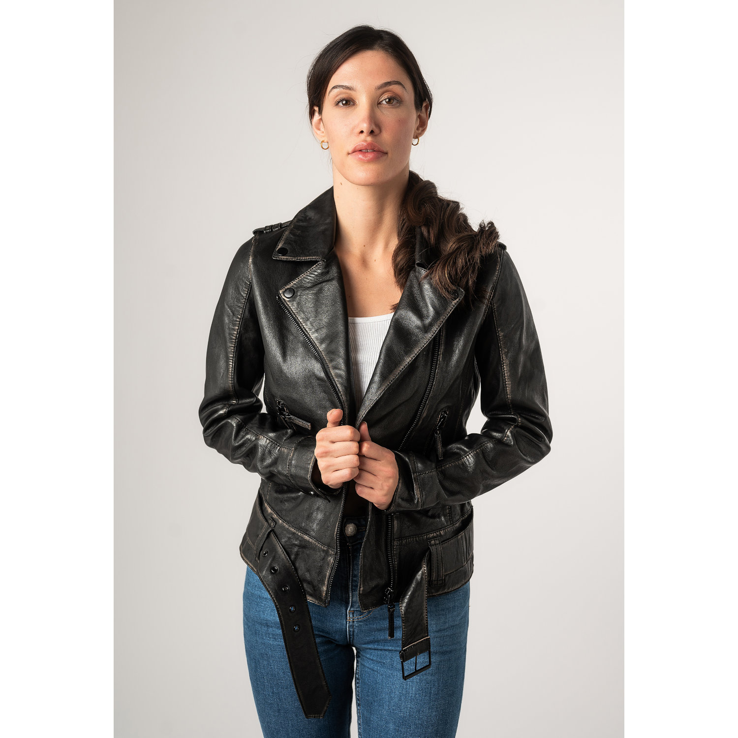 Kurtka skórzana damska 2.0 od Mauritius Vintage Black 2Wmelin – Kurtki skórzane