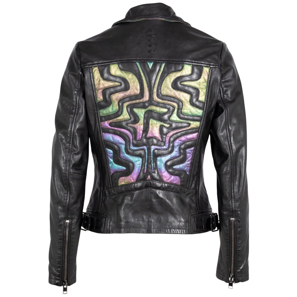 Damska skórzana kurtka 2.0 od Mauritius Czarna/Holograficzna 2Wminji