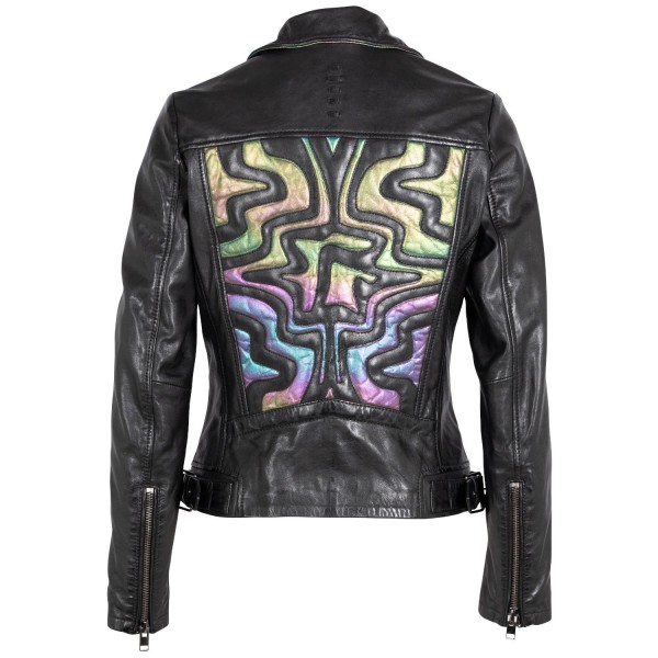 Damska skórzana kurtka 2.0 od Mauritius Czarna/Holograficzna 2Wminji