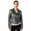Kurtka skórzana damska 2.0 od Mauritius, czarna/holograficzna, 2Wnishell – Kurtki skórzane