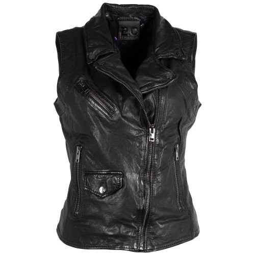 Damska skórzana kamizelka 2.0 od Mauritius Czarna 2Wnovy