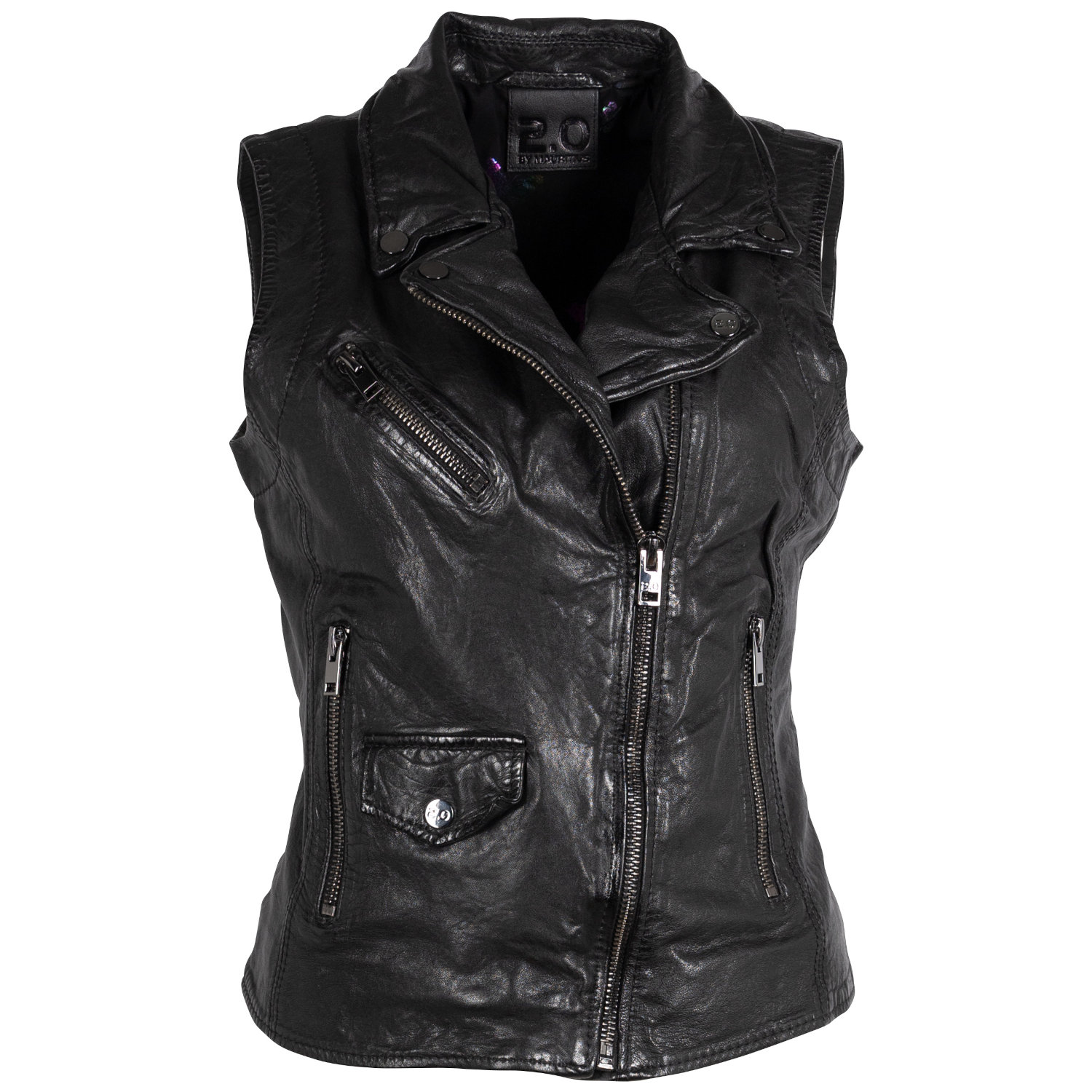 Damska skórzana kamizelka 2.0 od Mauritius Czarna 2Wnovy – Kamizelki skórzane