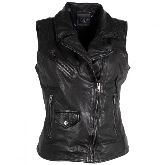 Damska skórzana kamizelka 2.0 od Mauritius Czarna 2Wnovy