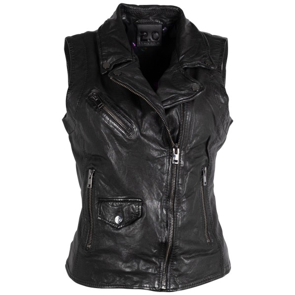 Damska skórzana kamizelka 2.0 od Mauritius Czarna 2Wnovy