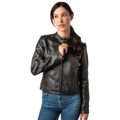 Kurtka skórzana damska 2.0 od Mauritius w kolorze vintage grey 2Wrayla