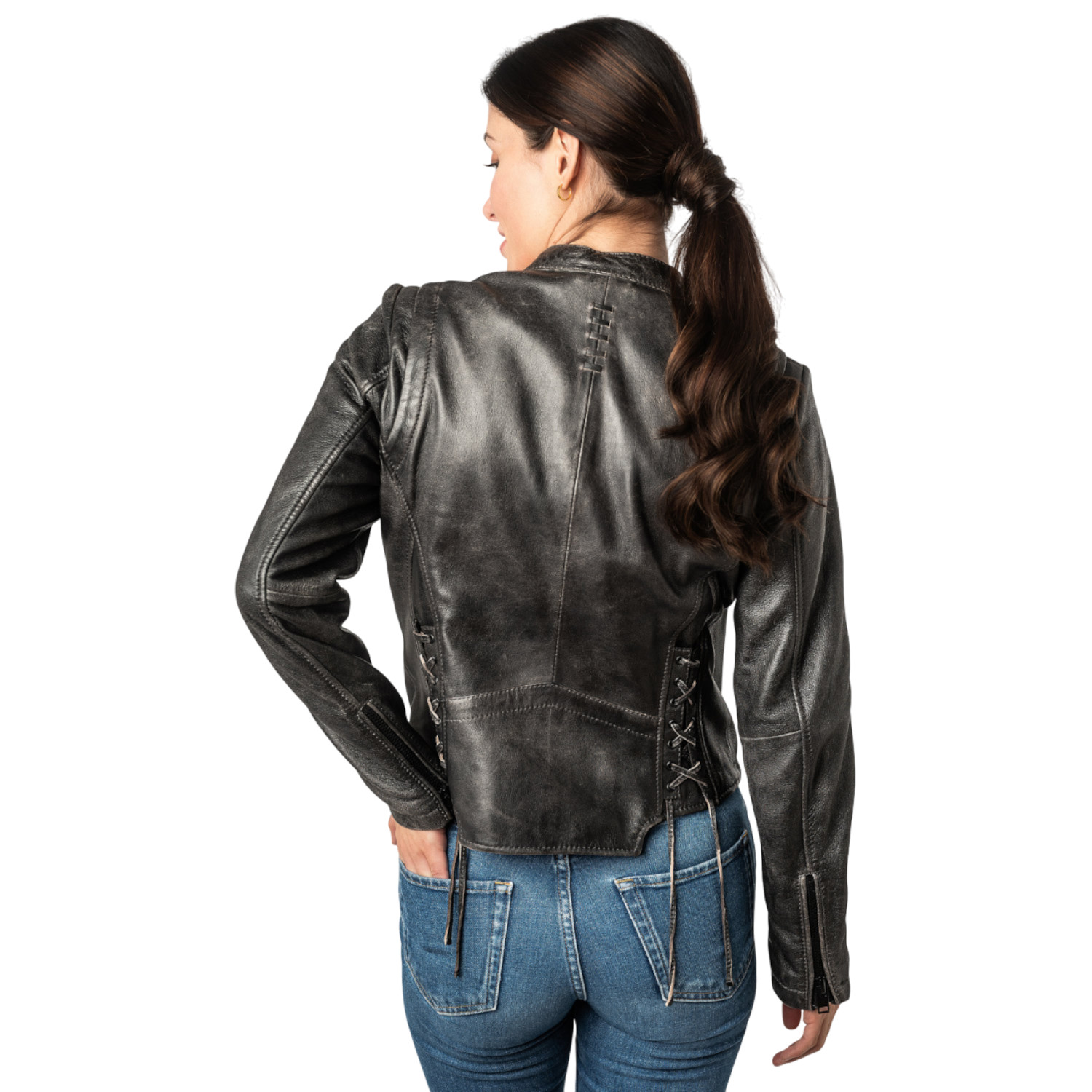 Kurtka skórzana damska 2.0 od Mauritius w kolorze vintage grey 2Wrayla – Kurtki skórzane