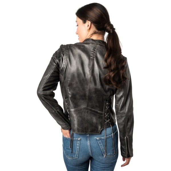 Kurtka skórzana damska 2.0 od Mauritius w kolorze vintage grey 2Wrayla