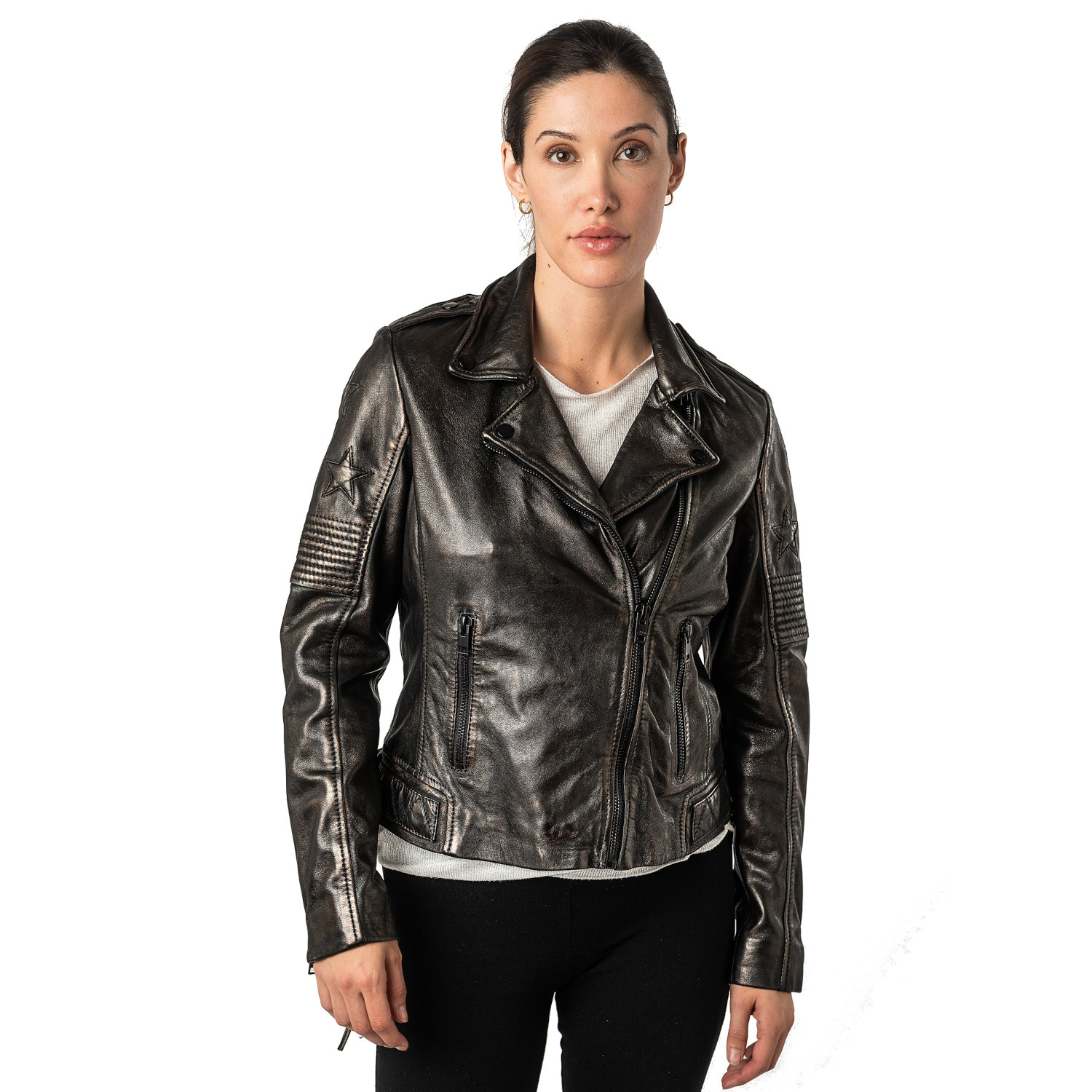 Kurtka skórzana damska 2.0 od Mauritius Czarna/Czarna 2Wwona – Kurtki skórzane