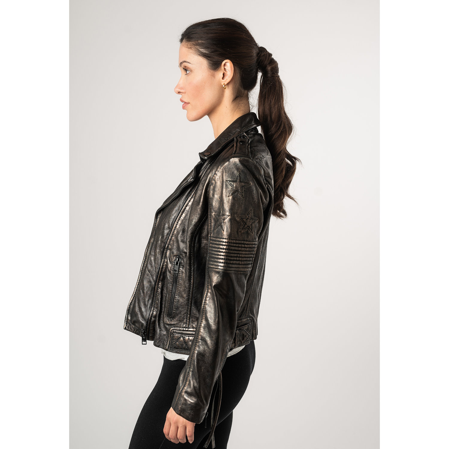 Kurtka skórzana damska 2.0 od Mauritius Czarna/Czarna 2Wwona – Kurtki skórzane