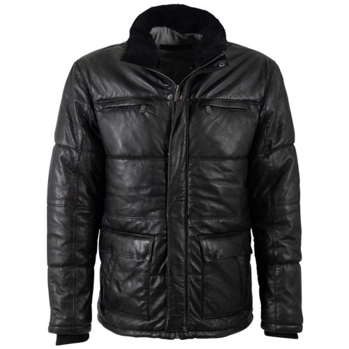 Męska skórzana kurtka Deercraft Czarna DMArnoud