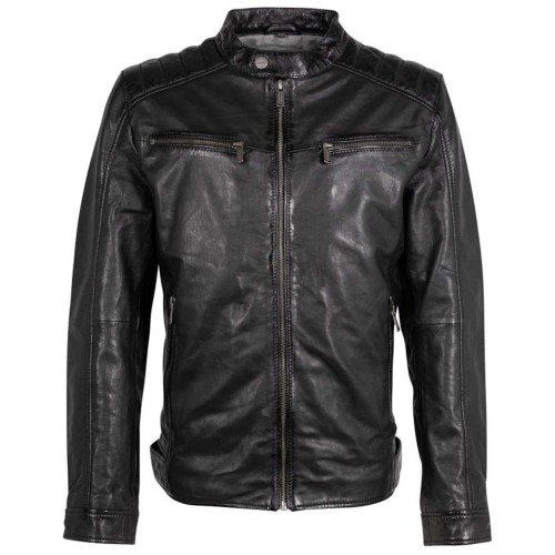 Męska skórzana kurtka Deercraft Czarna DMElvon