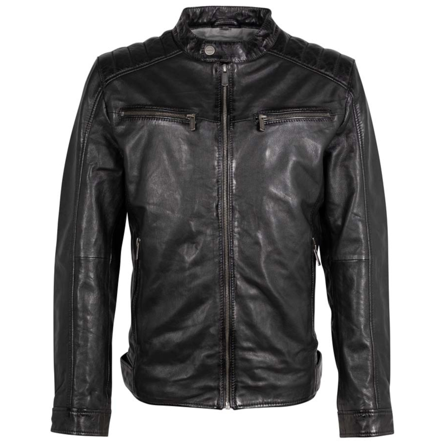 Męska skórzana kurtka Deercraft Czarna DMElvon – Kurtki skórzane