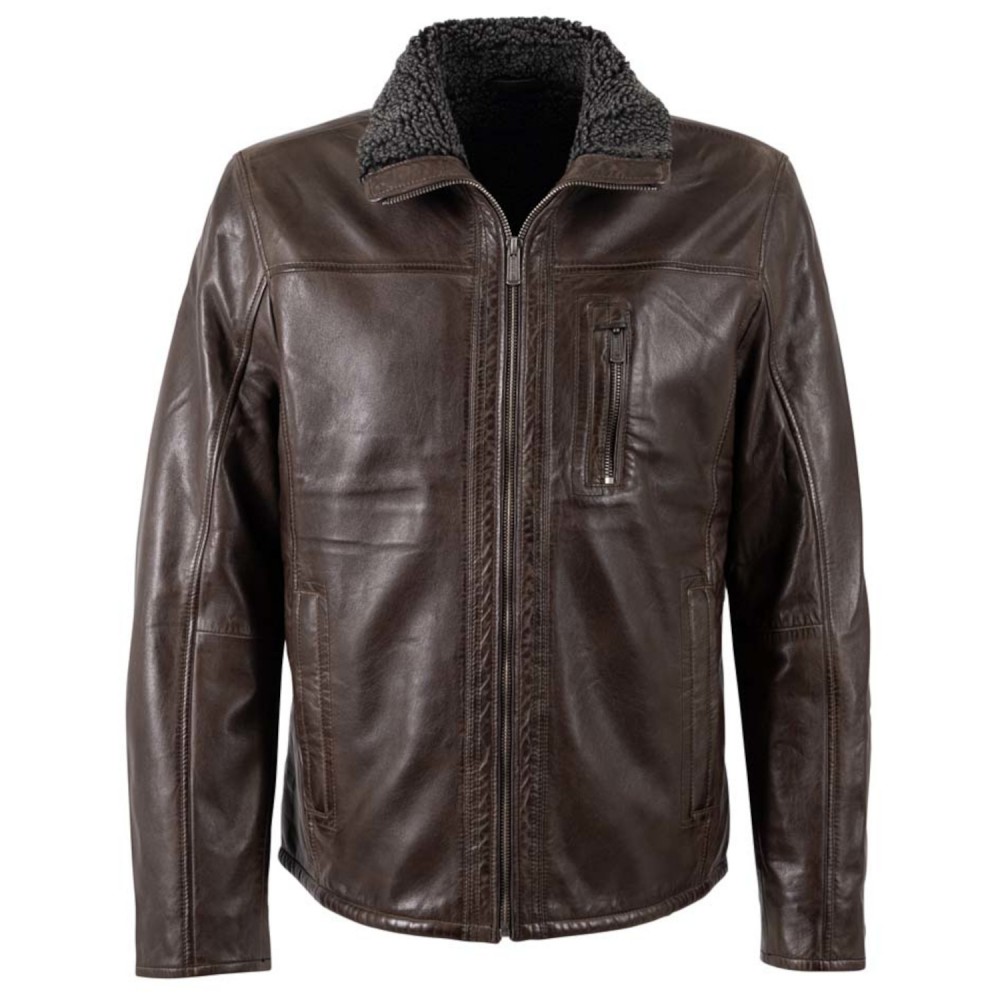 Męska skórzana kurtka Deercraft Ciemnobrązowa DMNaotis