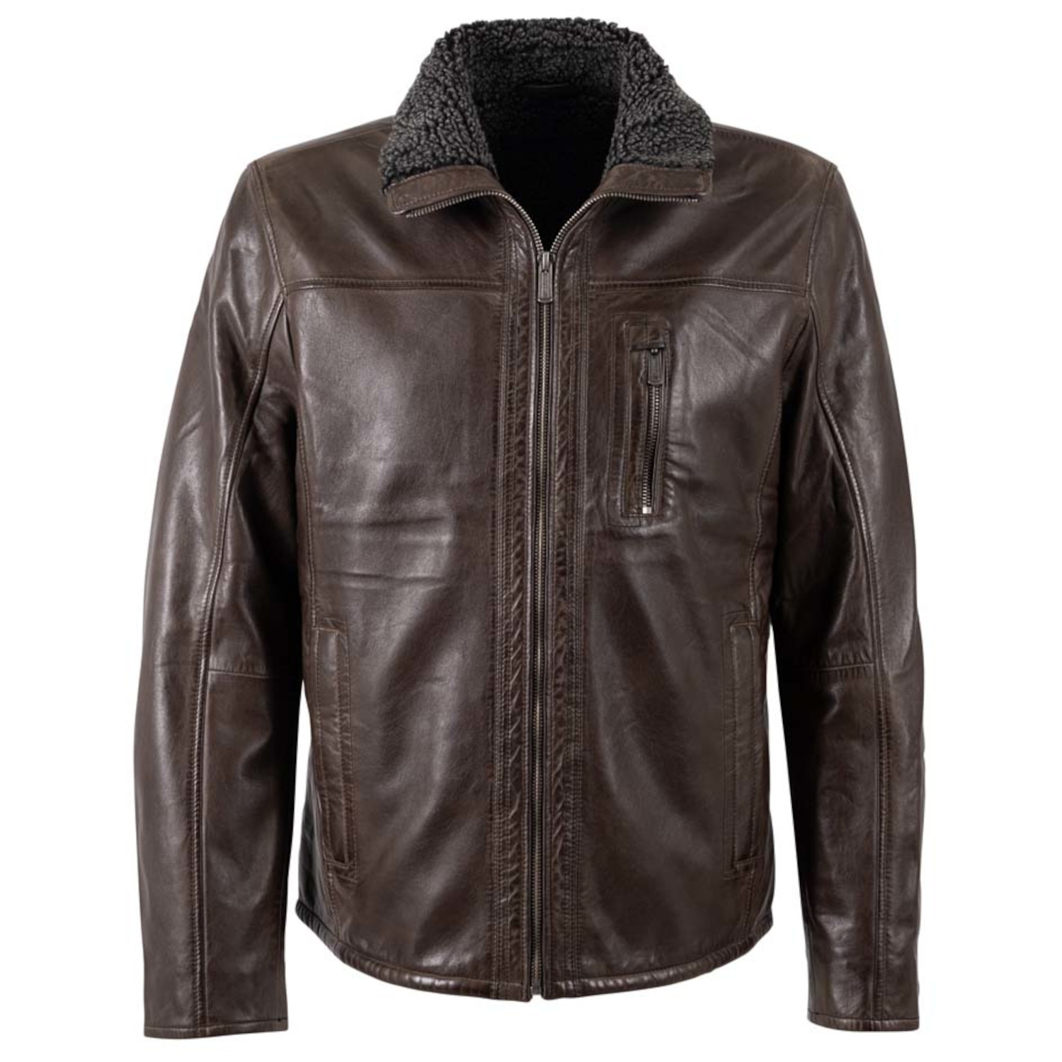 Męska skórzana kurtka Deercraft Ciemnobrązowa DMNaotis – Kurtki skórzane