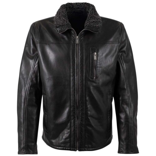 Męska skórzana kurtka Deercraft Czarna DMNaotis