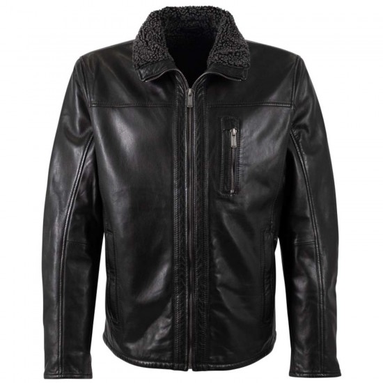 Męska skórzana kurtka Deercraft Czarna DMNaotis