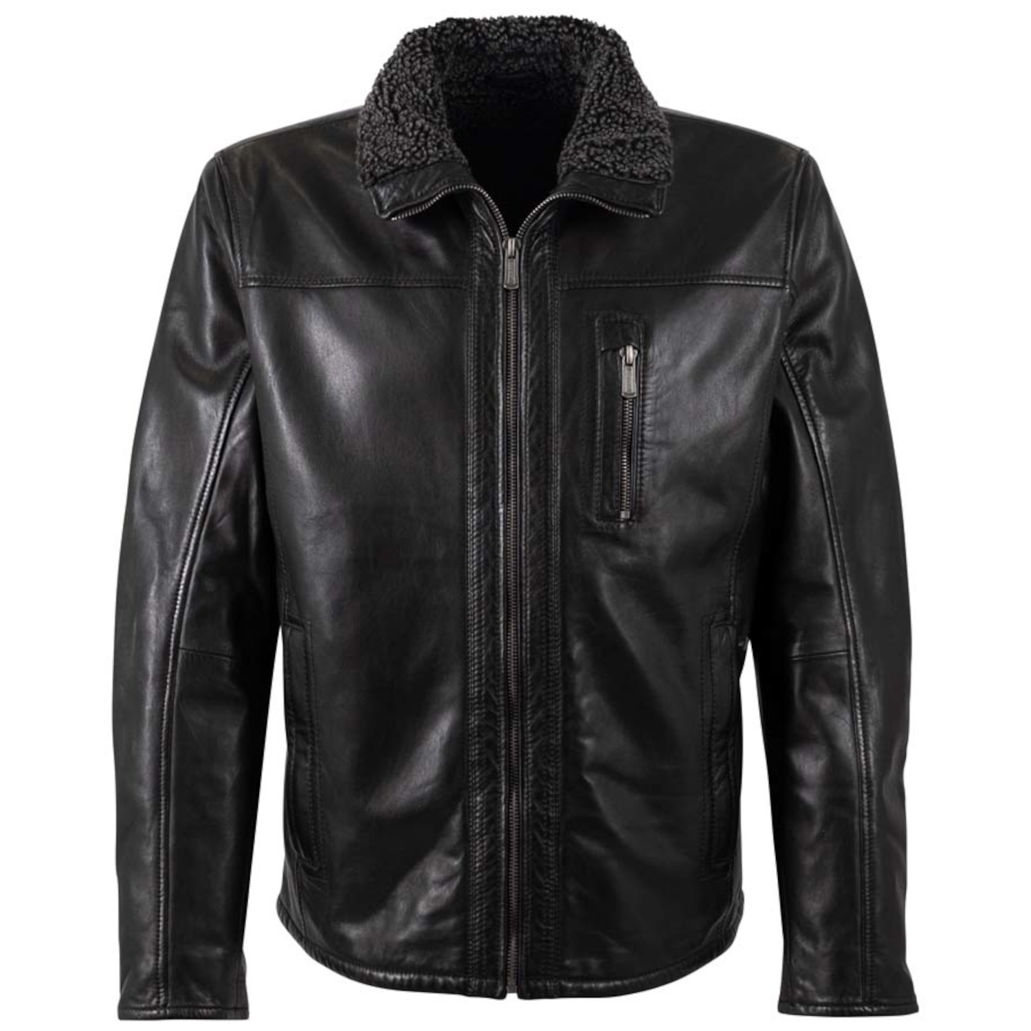 Męska skórzana kurtka Deercraft Czarna DMNaotis – Kurtki skórzane