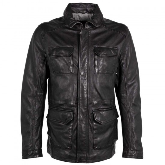 Męska skórzana kurtka Deercraft Czarna DMThelmo