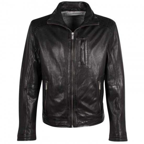 Męska skórzana kurtka Deercraft Czarna DMTiago