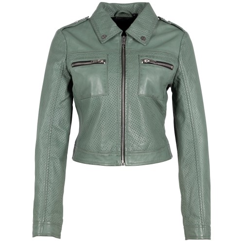 Damska krótka skórzana kurtka Gipsy Sage Green G2WShala