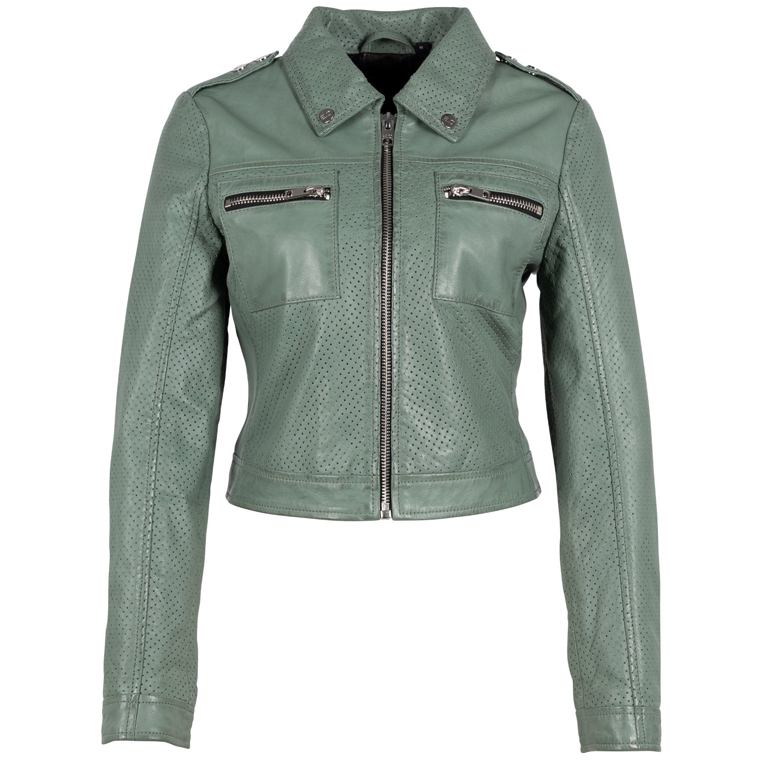 Damska krótka skórzana kurtka Gipsy Sage Green G2WShala – BLACK FRIDAY