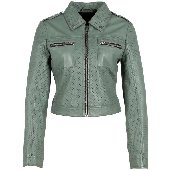 Damska krótka skórzana kurtka Gipsy Sage Green G2WShala