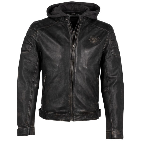 Męska skórzana kurtka Mauritius Antyczna czerń GMNemei