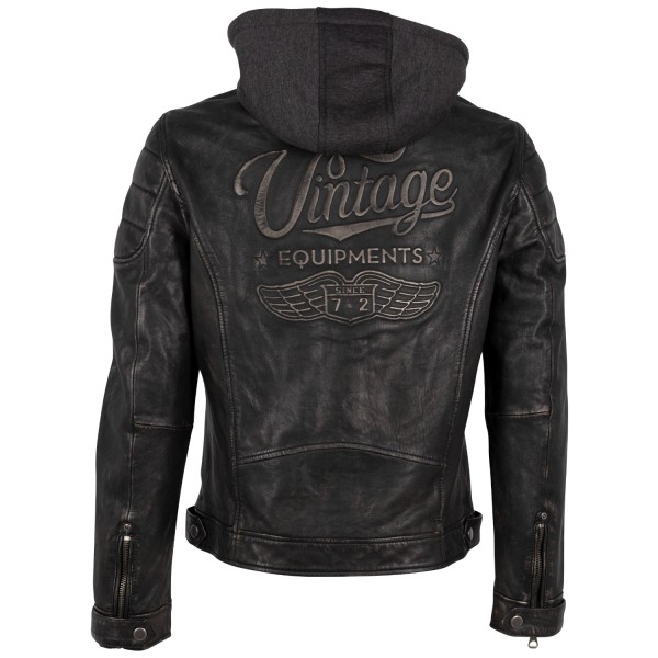 Męska skórzana kurtka Mauritius Antyczna czerń GMNemei