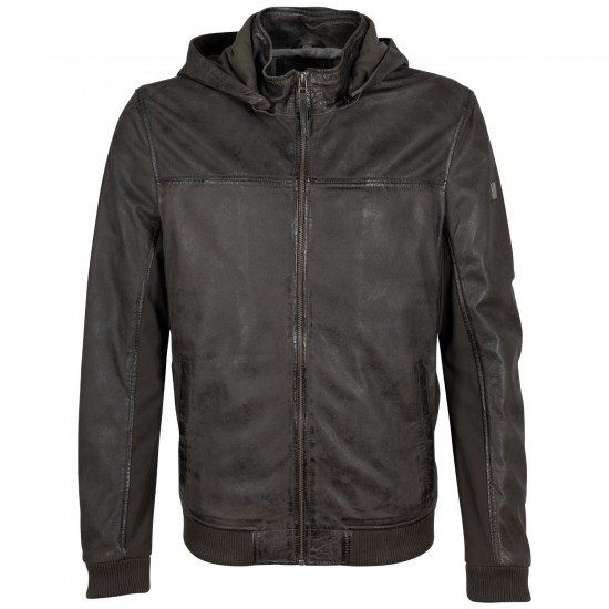 Męska skórzana kurtka Mauritius Ciemna oliwka GMSalerno