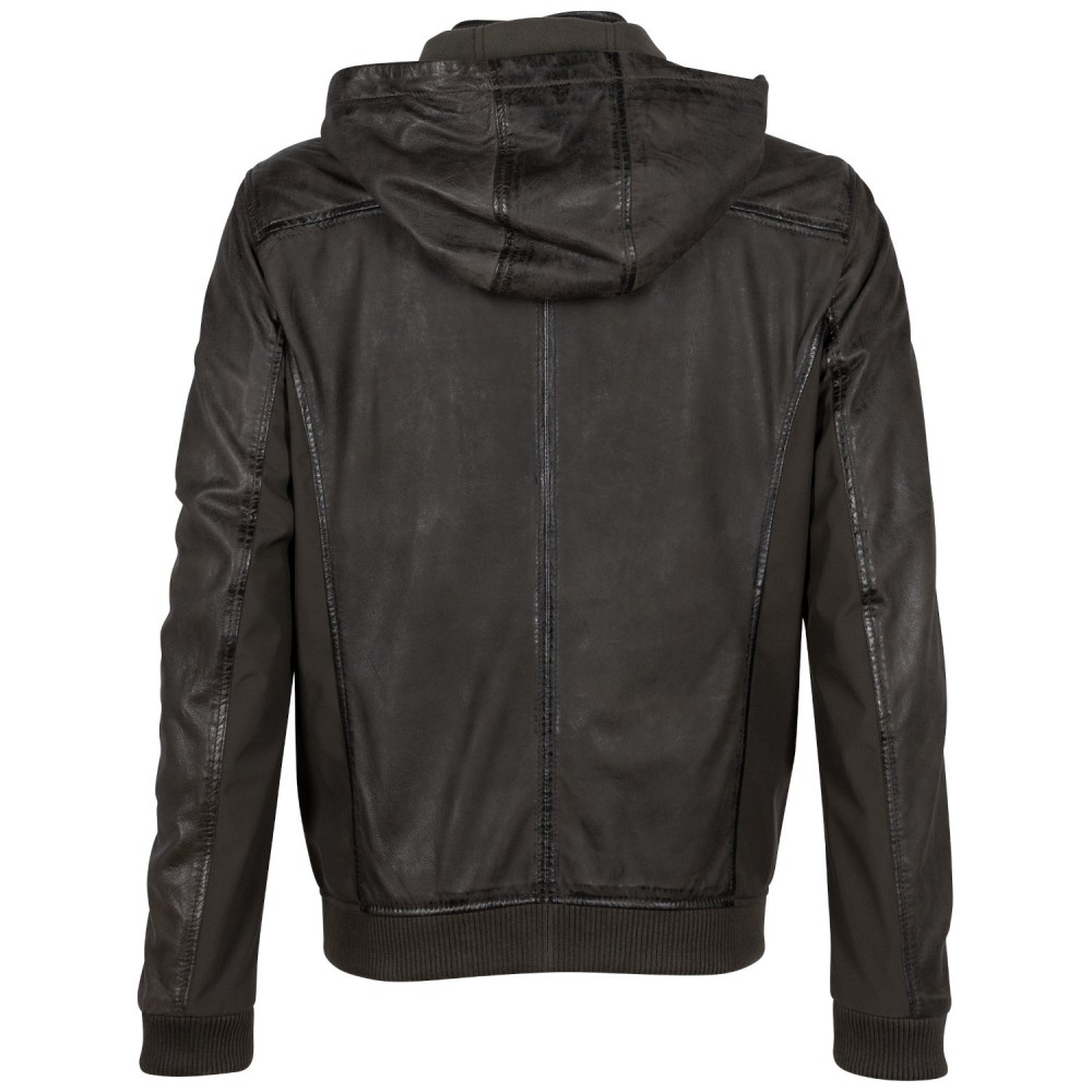 Męska skórzana kurtka Mauritius Ciemna oliwka GMSalerno