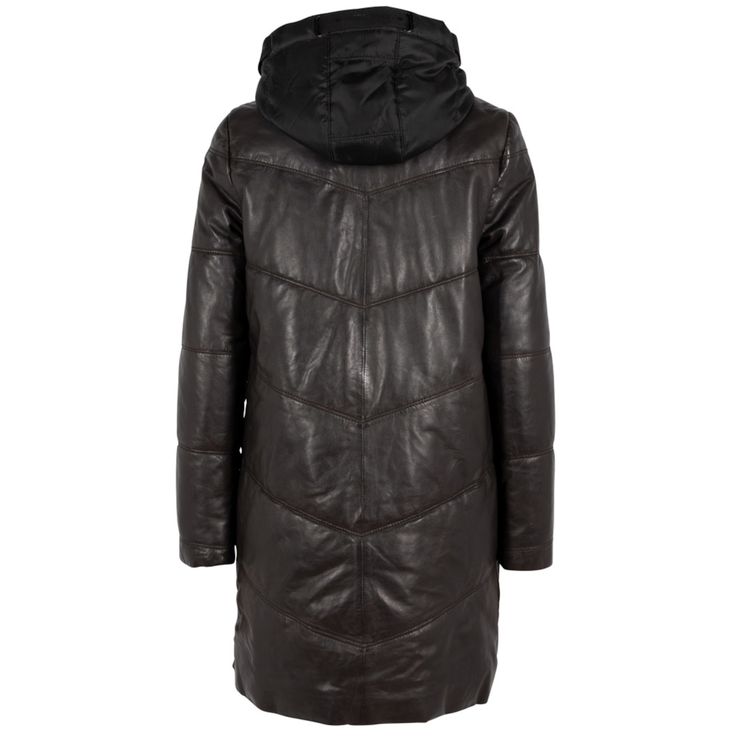 Długa zimowa kurtka skórzana damska Gipsy Ciemnobrązowa GWVallie – BLACK FRIDAY