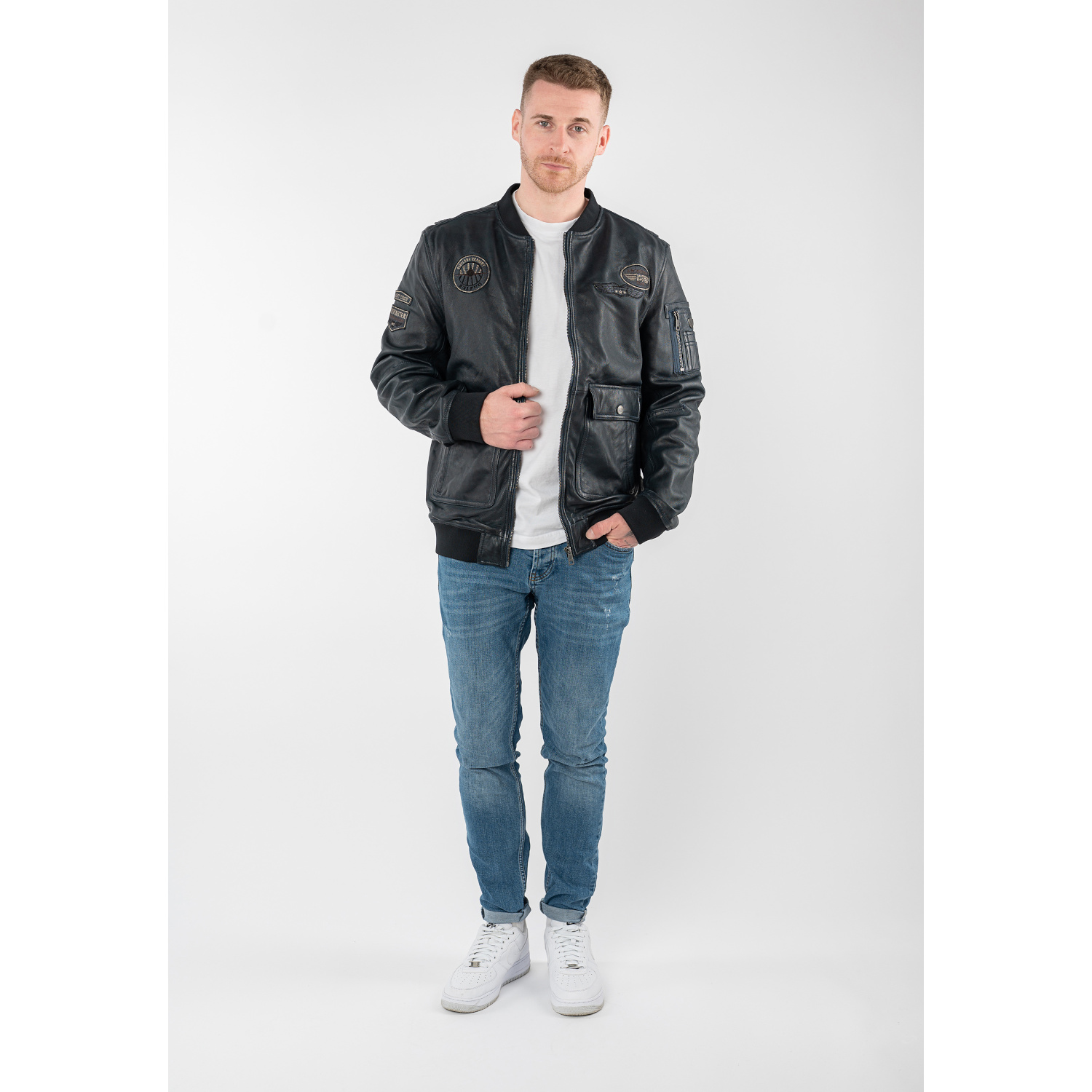 Męska skórzana kurtka Mauritius Denim Blue MMAirpilot