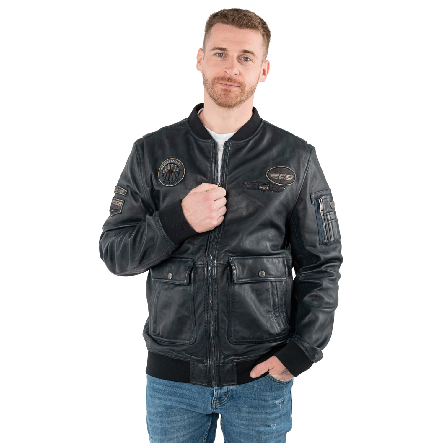 Męska skórzana kurtka Mauritius Denim Blue MMAirpilot