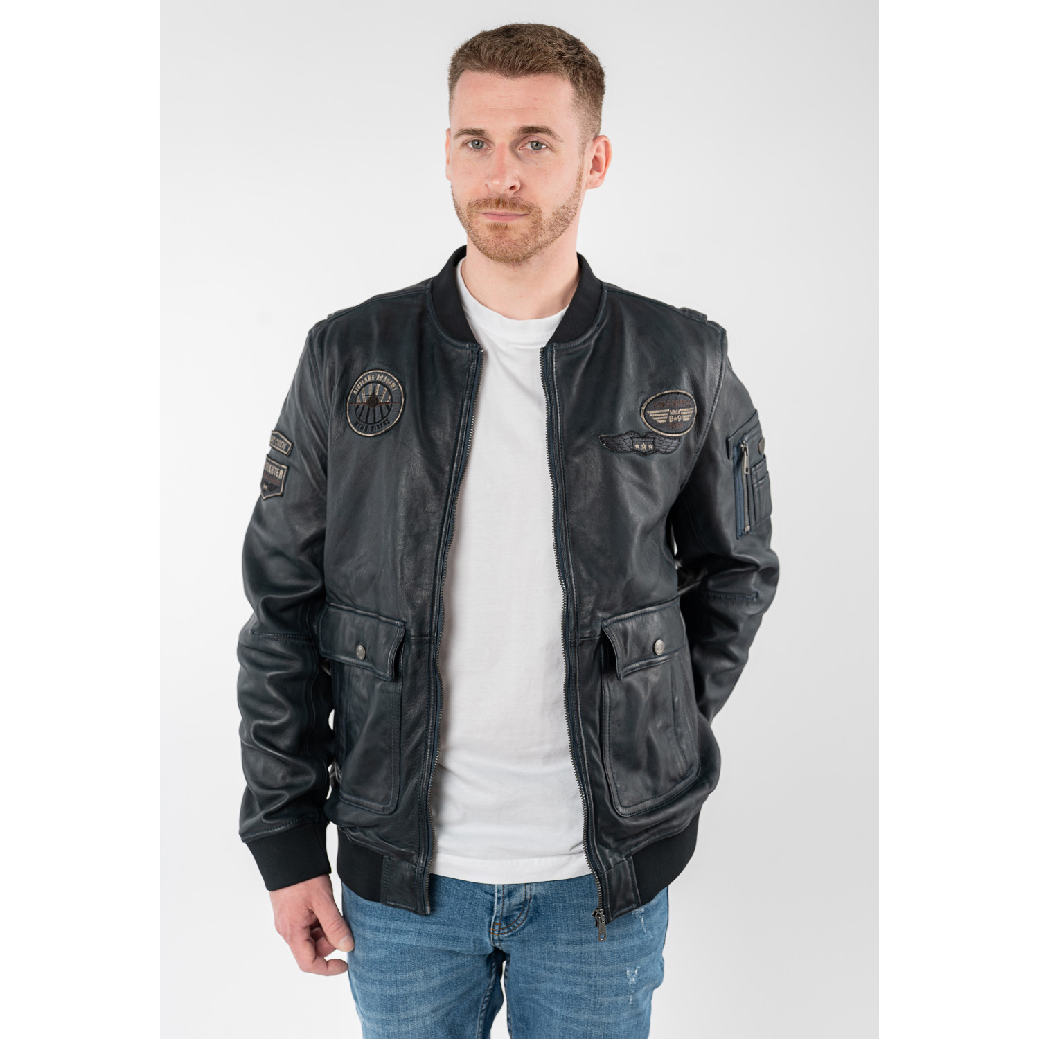 Męska skórzana kurtka Mauritius Denim Blue MMAirpilot