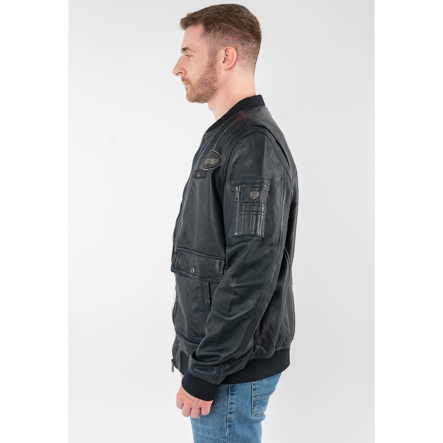 Męska skórzana kurtka Mauritius Denim Blue MMAirpilot