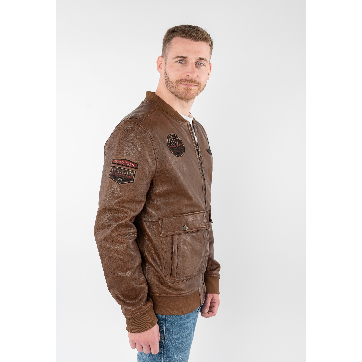 Męska skórzana kurtka Mauritius Cognac MMAirpilot