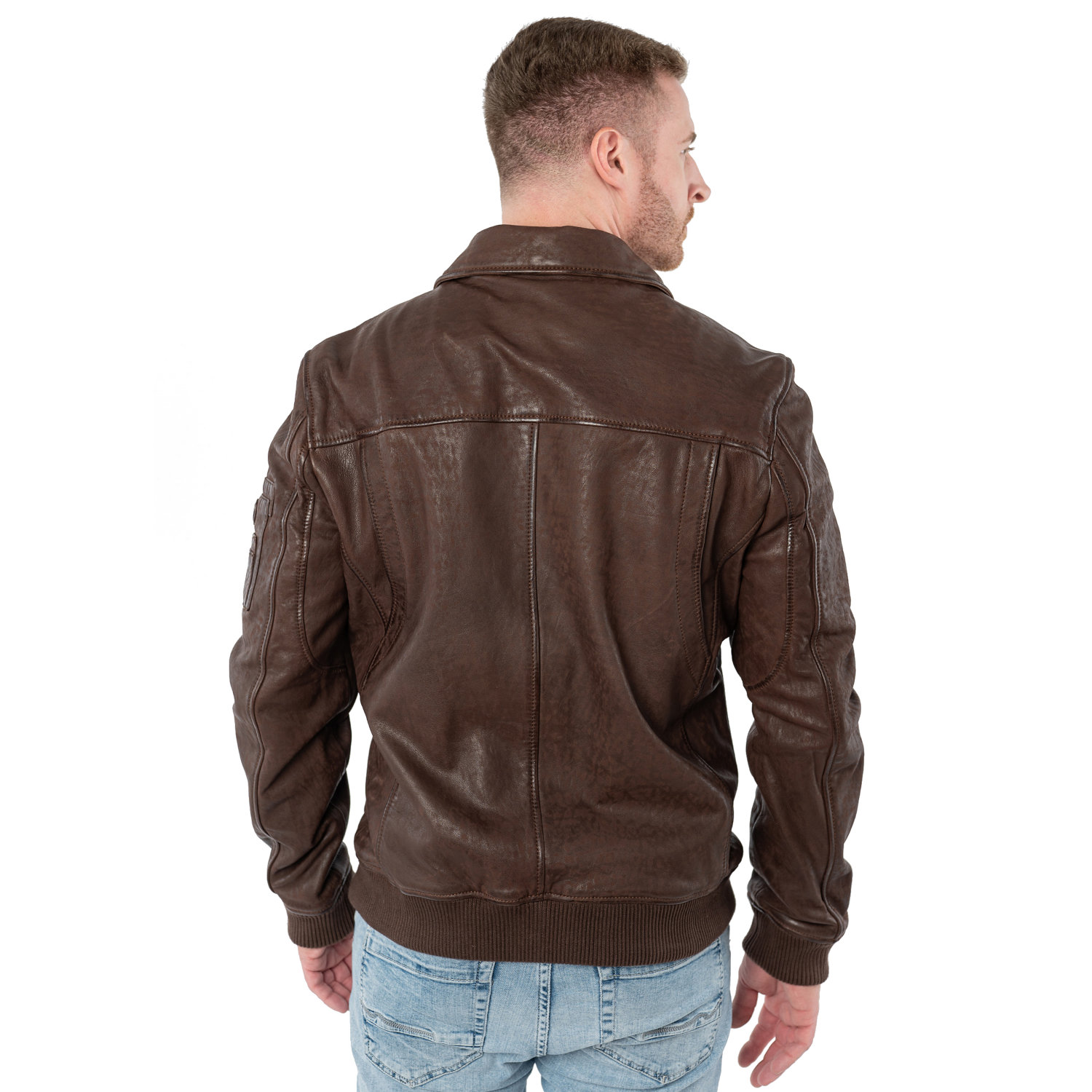 Męska skórzana kurtka Mauritius brązowa MMAkkinson
