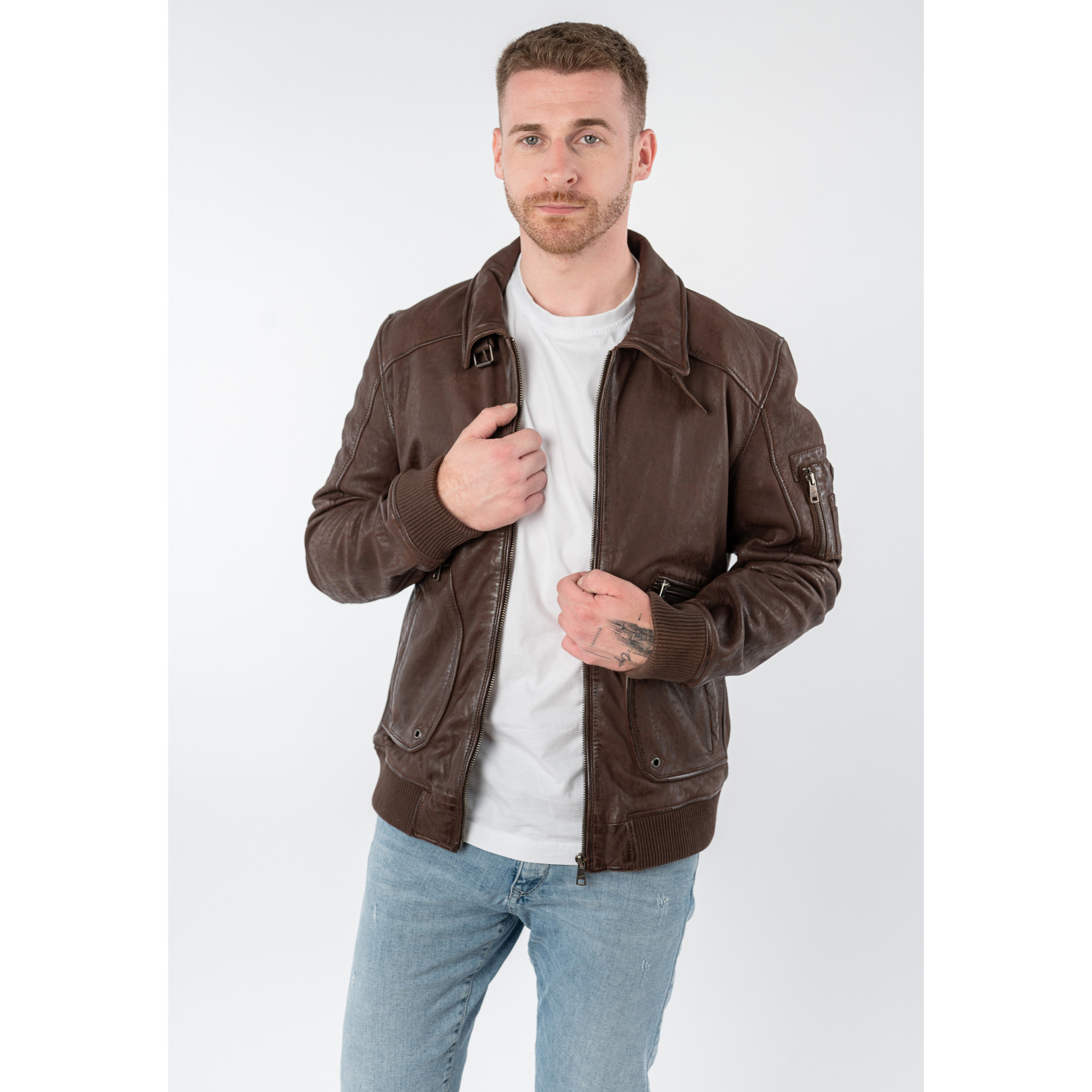 Męska skórzana kurtka Mauritius brązowa MMAkkinson