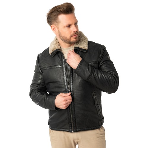 Męska skórzana kurtka Mauritius antracytowa MMAlasko