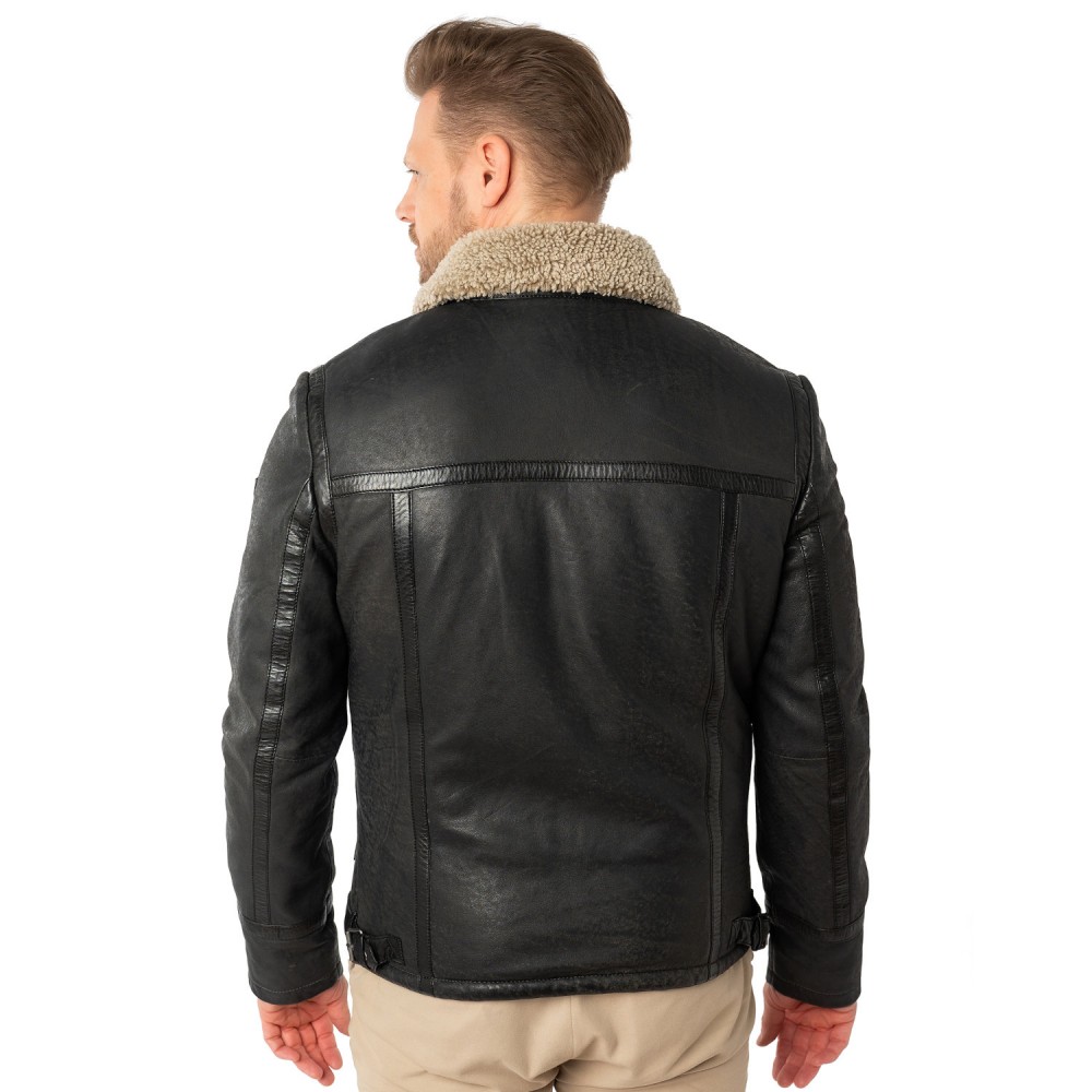 Męska skórzana kurtka Mauritius antracytowa MMAlasko