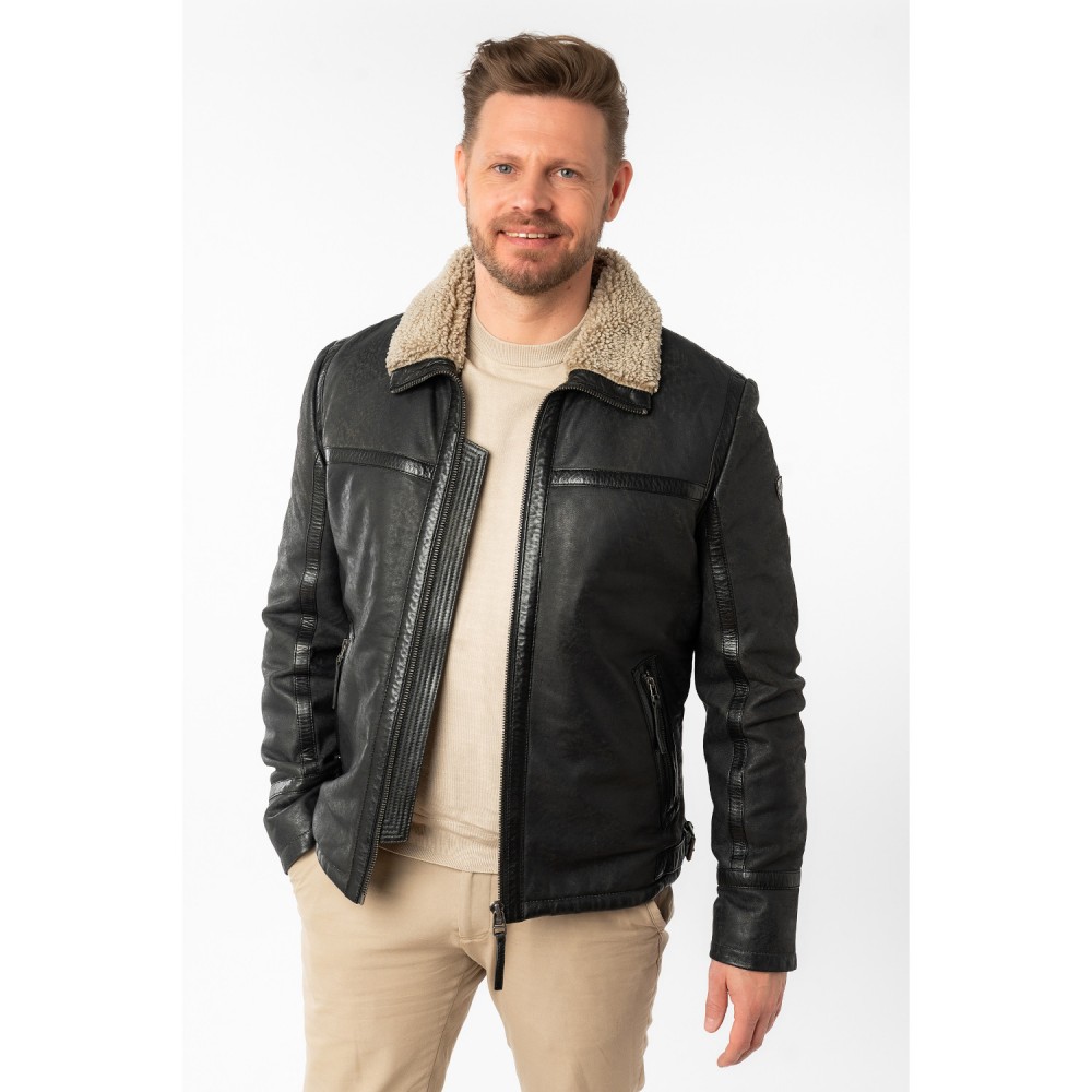 Męska skórzana kurtka Mauritius antracytowa MMAlasko - readytowear