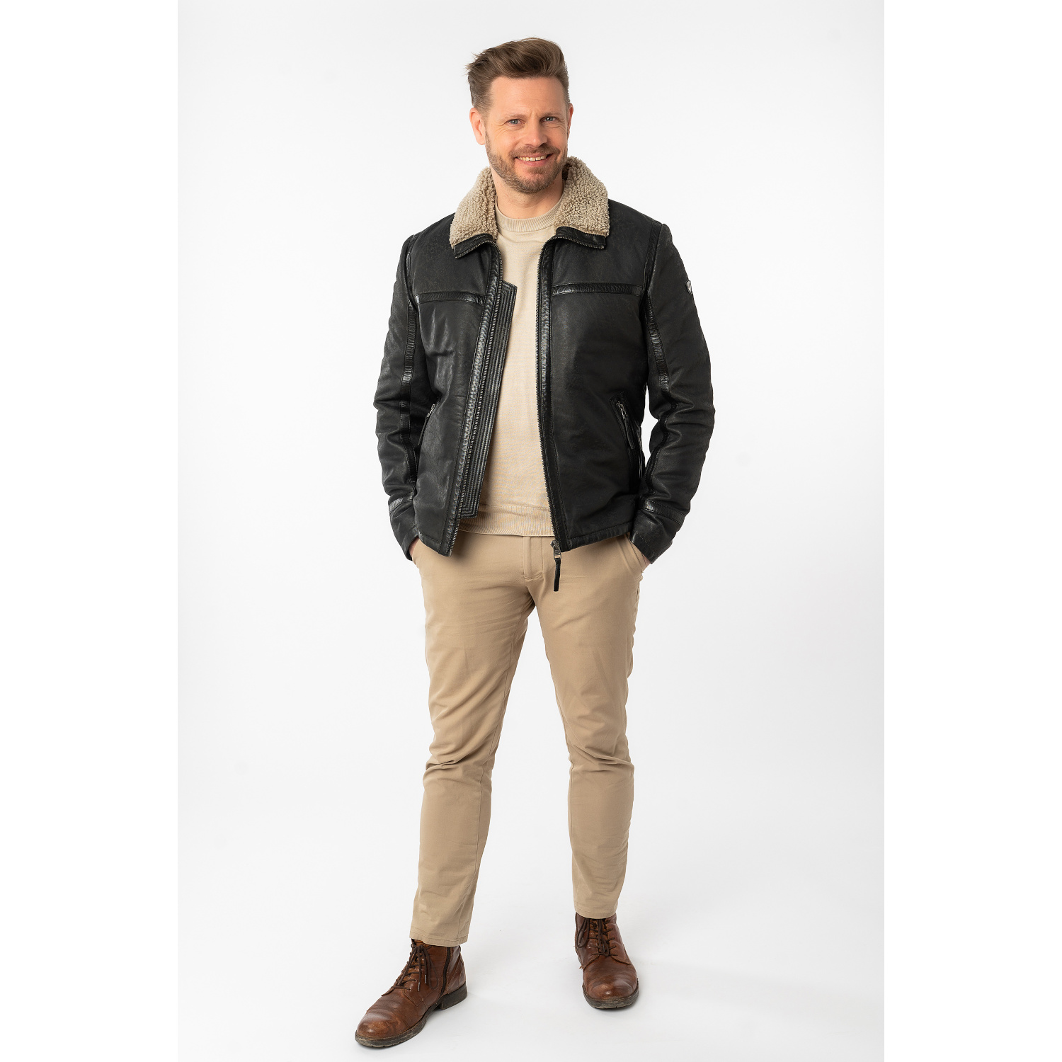 Męska skórzana kurtka Mauritius antracytowa MMAlasko – Kurtki skórzane