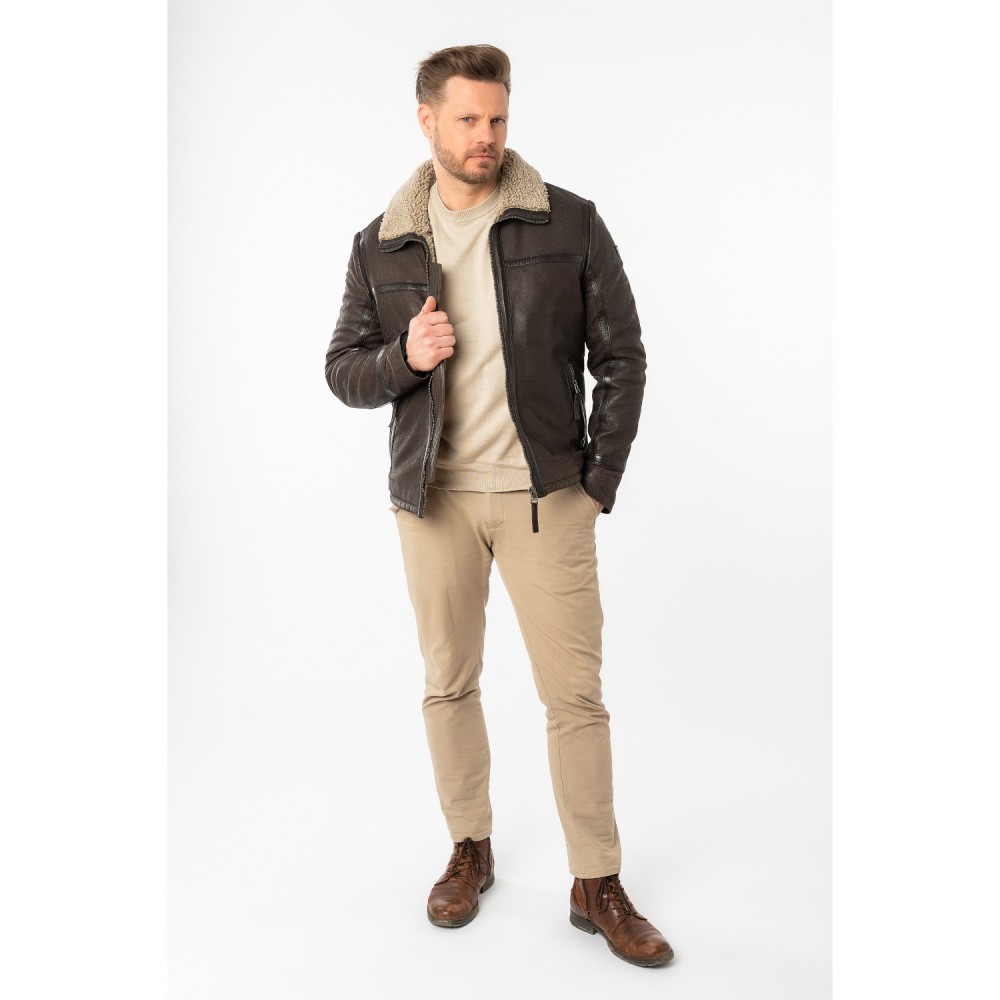 Męska skórzana kurtka Mauritius brązowa MMAlasko - readytowear