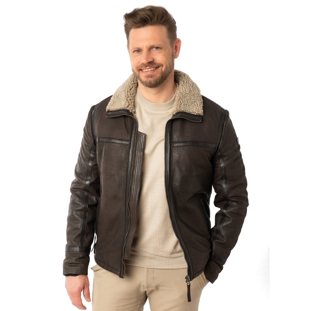 Męska skórzana kurtka Mauritius brązowa MMAlasko