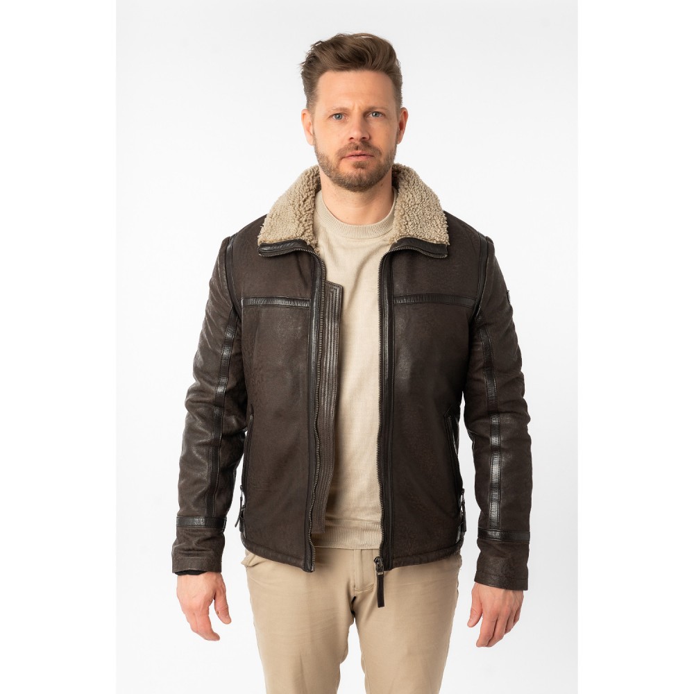 Męska skórzana kurtka Mauritius brązowa MMAlasko - readytowear