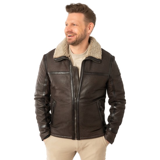 Męska skórzana kurtka Mauritius brązowa MMAlasko