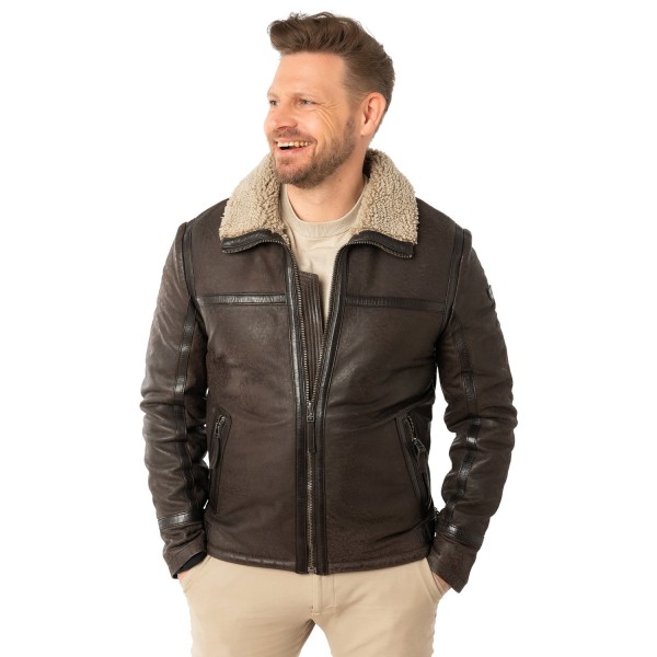 Męska skórzana kurtka Mauritius brązowa MMAlasko