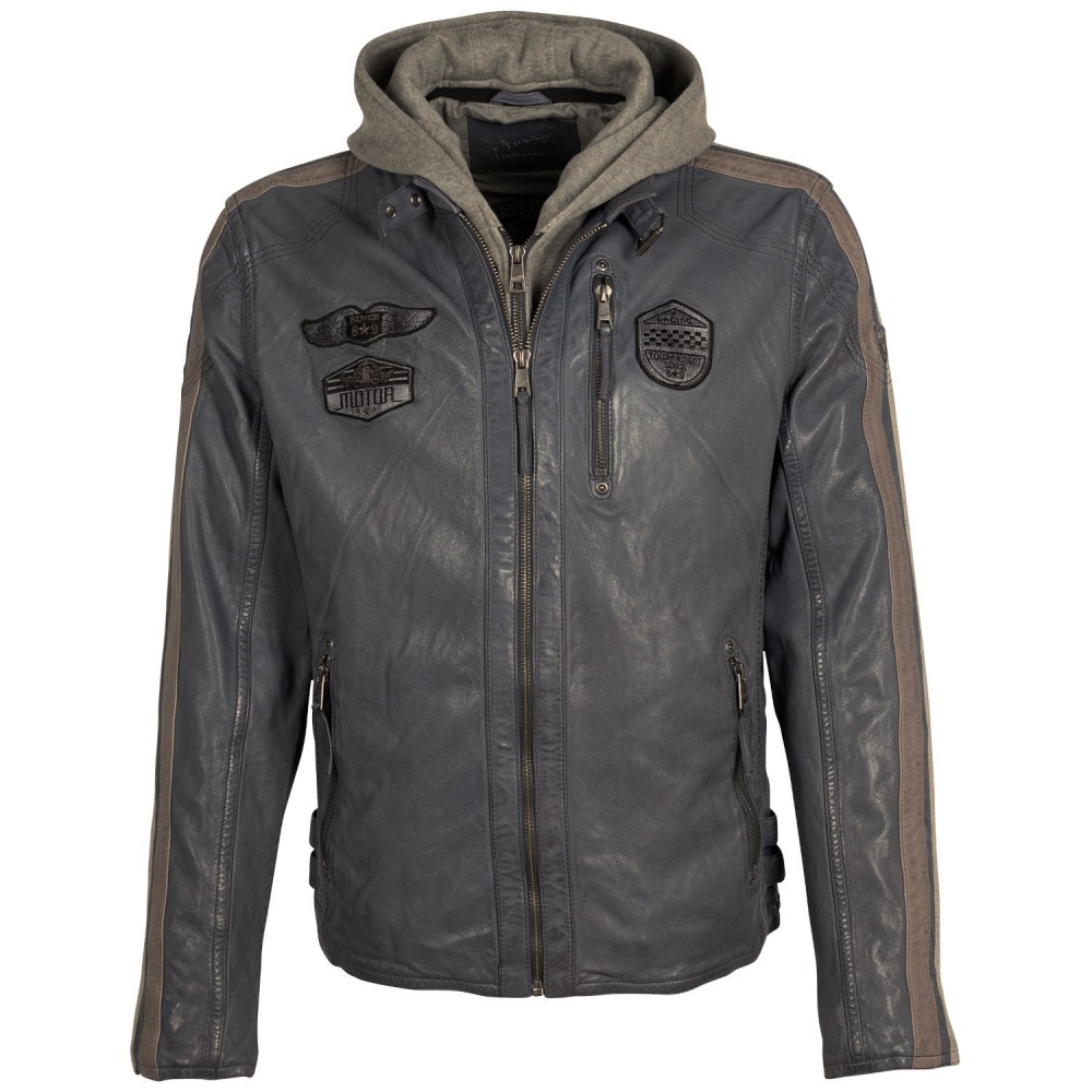 Męska skórzana kurtka Mauritius jasnoniebieska MMAlecso - readytowear