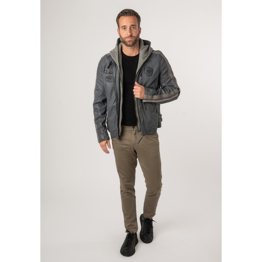 Męska skórzana kurtka Mauritius jasnoniebieska MMAlecso - readytowear